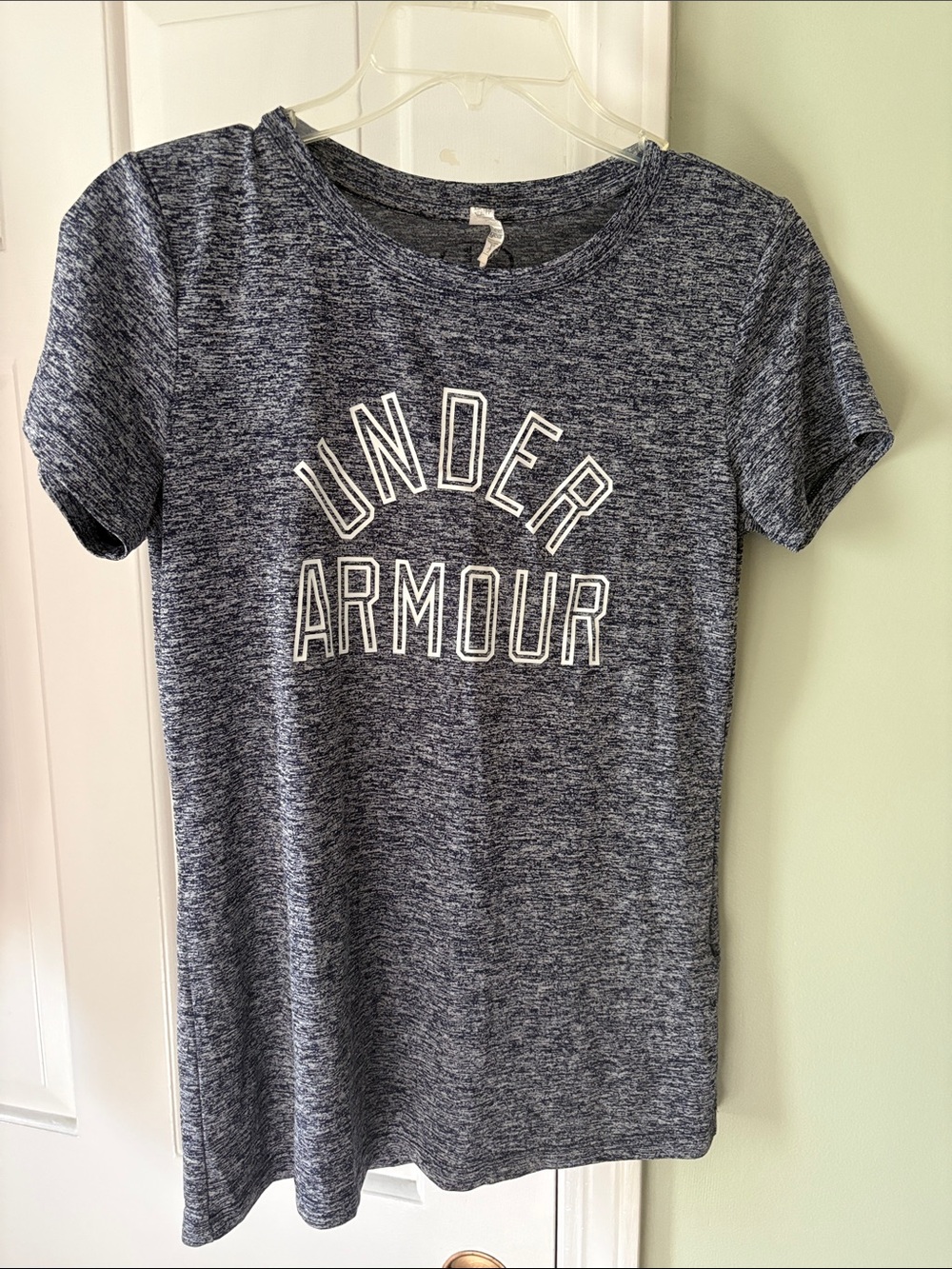 Under Armour Women's Heathered Blue Short Sleeve Logo Tee - Picture 1 of 6
